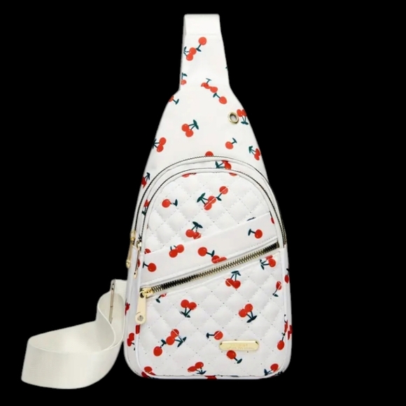 πNEWπ Cherry Nylon Sling Backpack for Women - Picture 2 of 7